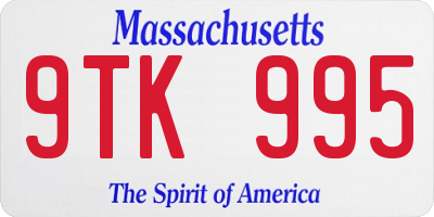MA license plate 9TK995