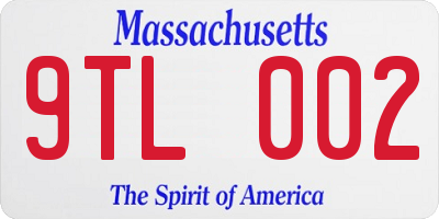 MA license plate 9TL002