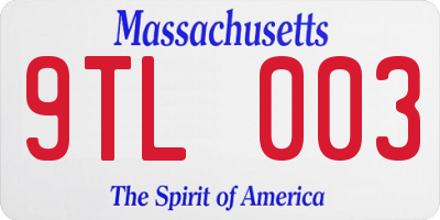 MA license plate 9TL003