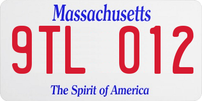 MA license plate 9TL012