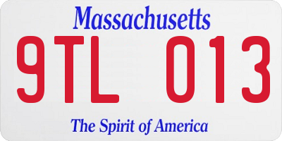MA license plate 9TL013