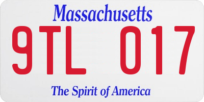 MA license plate 9TL017