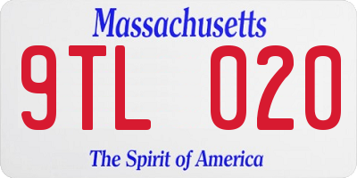 MA license plate 9TL020