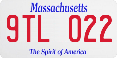 MA license plate 9TL022
