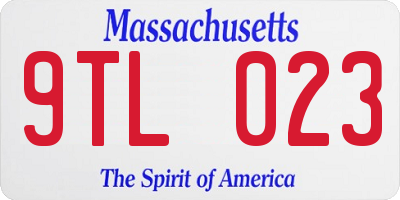 MA license plate 9TL023