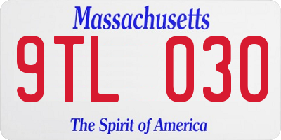 MA license plate 9TL030