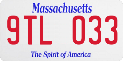 MA license plate 9TL033