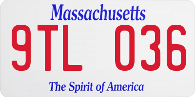 MA license plate 9TL036