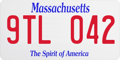 MA license plate 9TL042