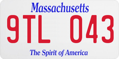MA license plate 9TL043