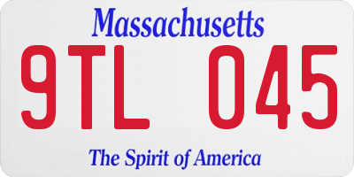 MA license plate 9TL045