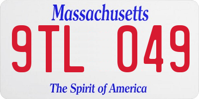 MA license plate 9TL049