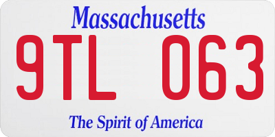 MA license plate 9TL063