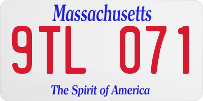 MA license plate 9TL071