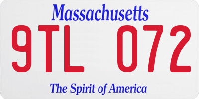 MA license plate 9TL072