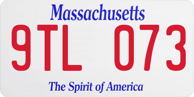 MA license plate 9TL073