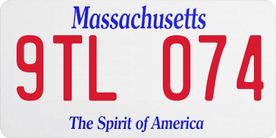 MA license plate 9TL074