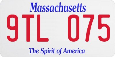 MA license plate 9TL075