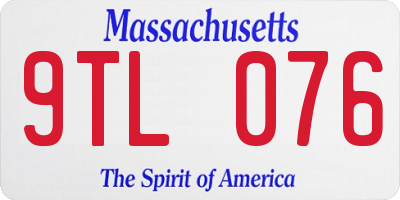 MA license plate 9TL076