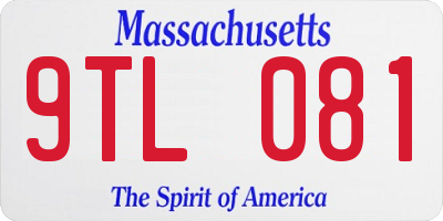 MA license plate 9TL081