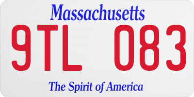 MA license plate 9TL083