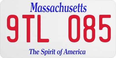 MA license plate 9TL085