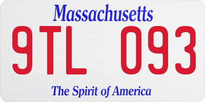 MA license plate 9TL093