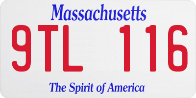 MA license plate 9TL116