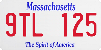MA license plate 9TL125