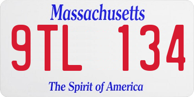 MA license plate 9TL134
