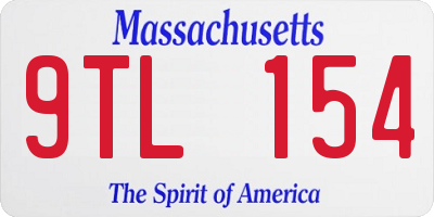 MA license plate 9TL154