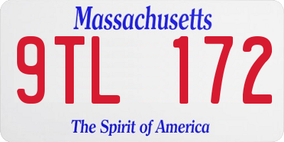 MA license plate 9TL172