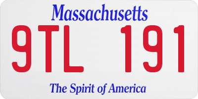 MA license plate 9TL191