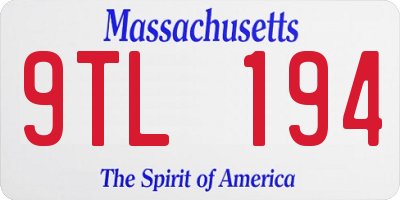 MA license plate 9TL194