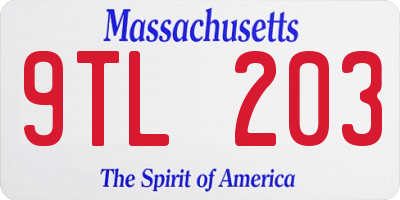 MA license plate 9TL203