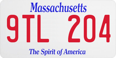 MA license plate 9TL204