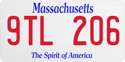 MA license plate 9TL206