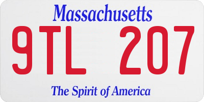 MA license plate 9TL207