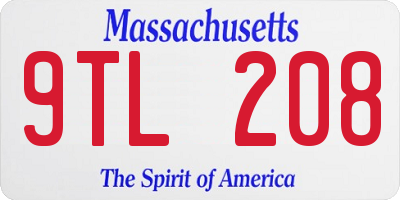 MA license plate 9TL208