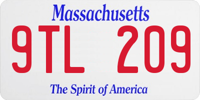 MA license plate 9TL209