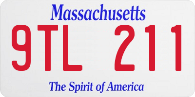 MA license plate 9TL211