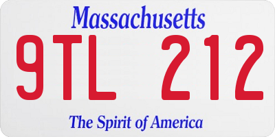 MA license plate 9TL212