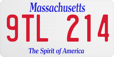 MA license plate 9TL214