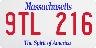 MA license plate 9TL216