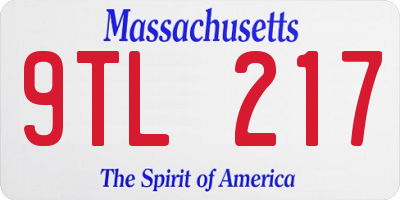 MA license plate 9TL217