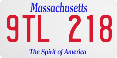 MA license plate 9TL218