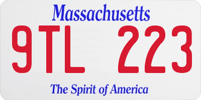 MA license plate 9TL223