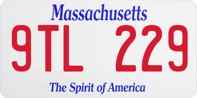 MA license plate 9TL229