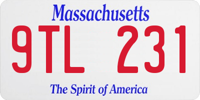 MA license plate 9TL231