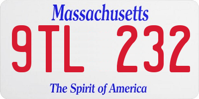 MA license plate 9TL232